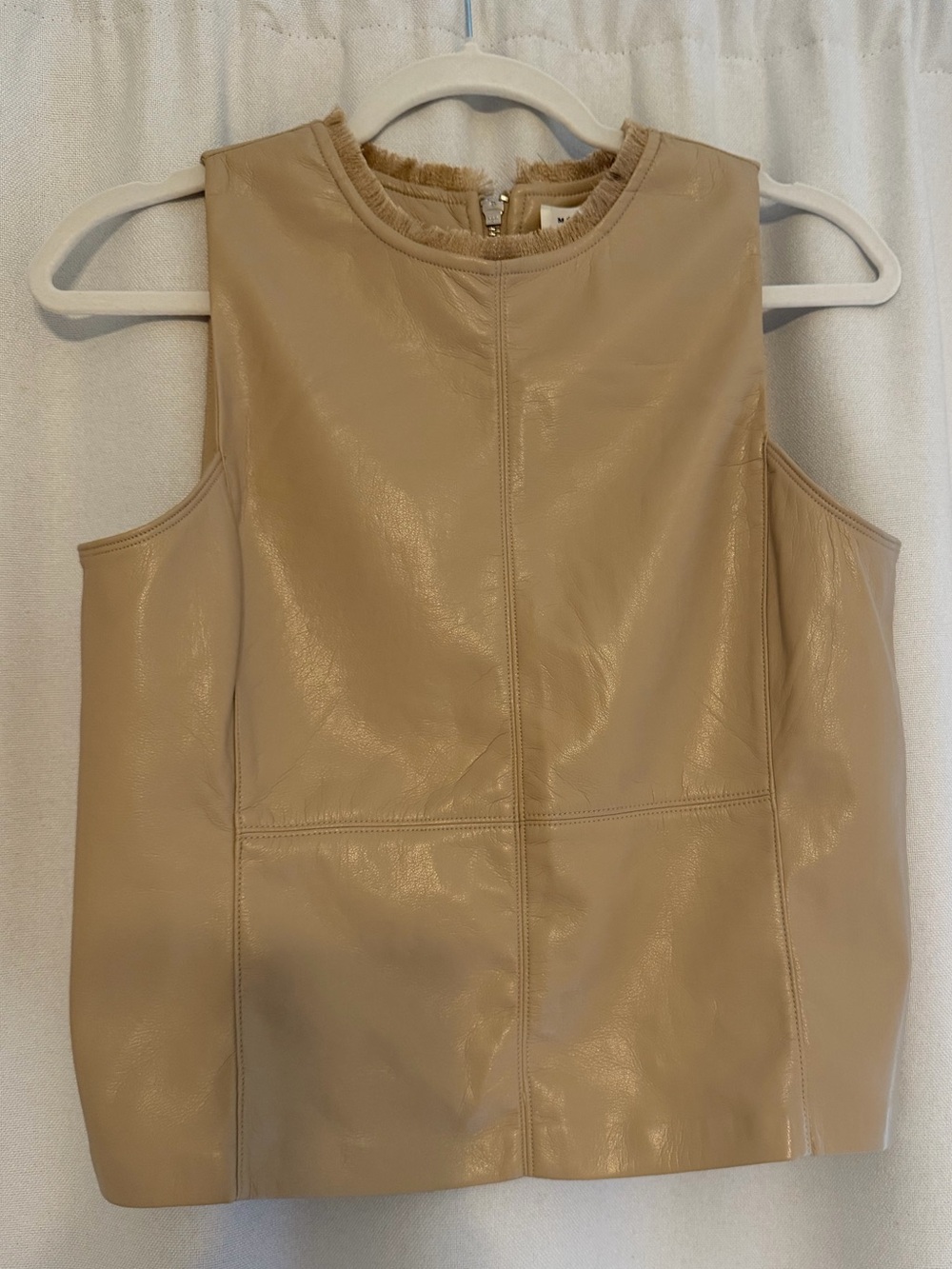 Melissa Nepton Sleeveless Faux Leather Shell Top - Beige